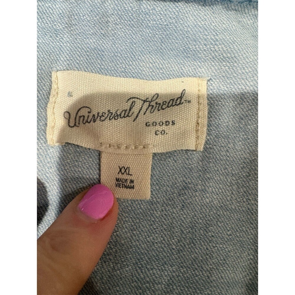 Universal Thread Blouse Womens 2XL Light Blue Chambray Tunic Long Sleeve - Picture 6 of 8